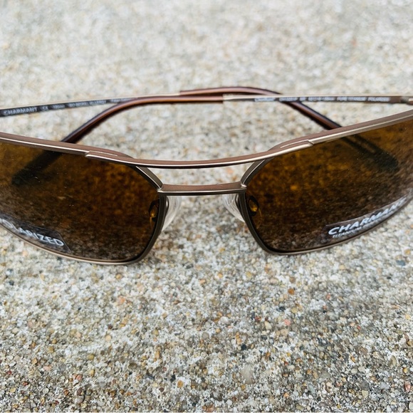 Charmant Polarized Brown Tinted Lenses Double Bridge Titanium Frame Sunglasses - Picture 7 of 15